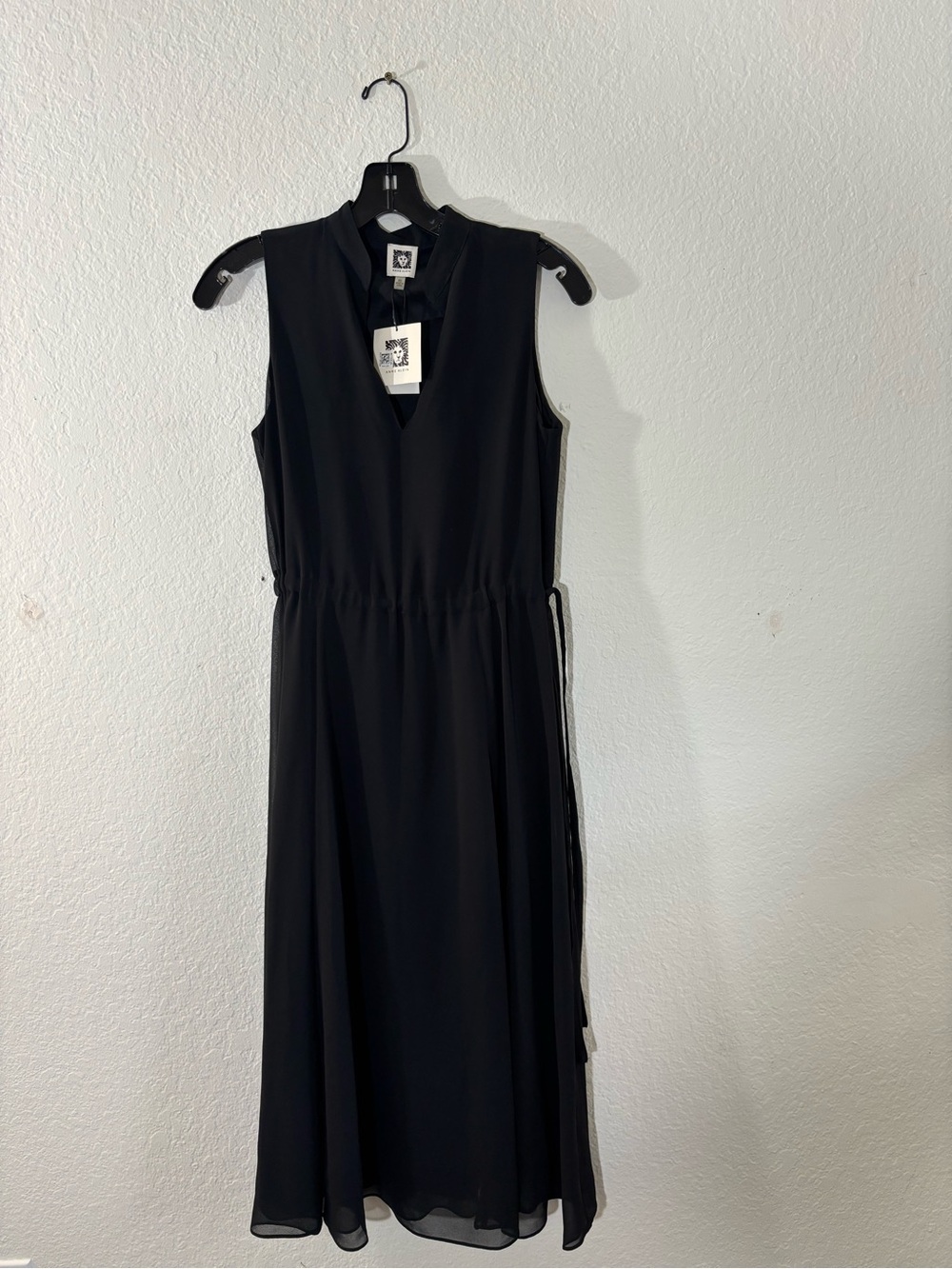 NWT Anne Klein Black Sleeveless Midi Dress with V-Neck Size XS Extra Small - Picture 4 of 11
